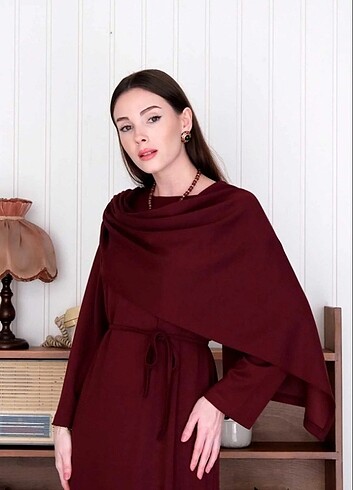universal Beden bordo Renk Elbise 