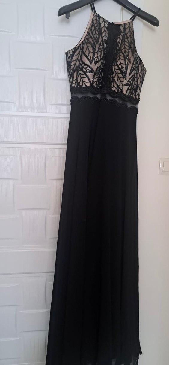 Dantel Detaylı Siyah Uzun Abiye - Görsel 3