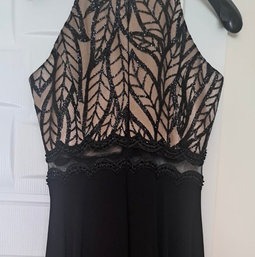 Dantel Detaylı Siyah Uzun Abiye - Görsel 2