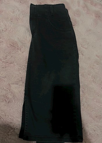 Siyah Kemerli Mini Denim Etek - Görsel 2