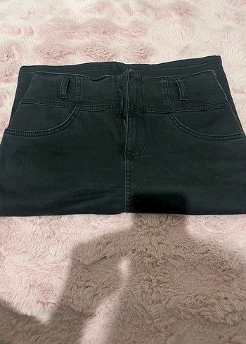 Siyah Kemerli Mini Denim Etek - Görsel 3