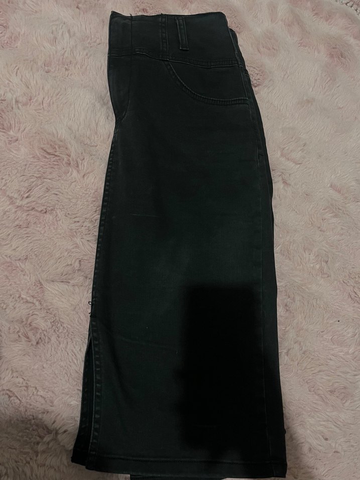 Siyah Kemerli Mini Denim Etek - Görsel 2