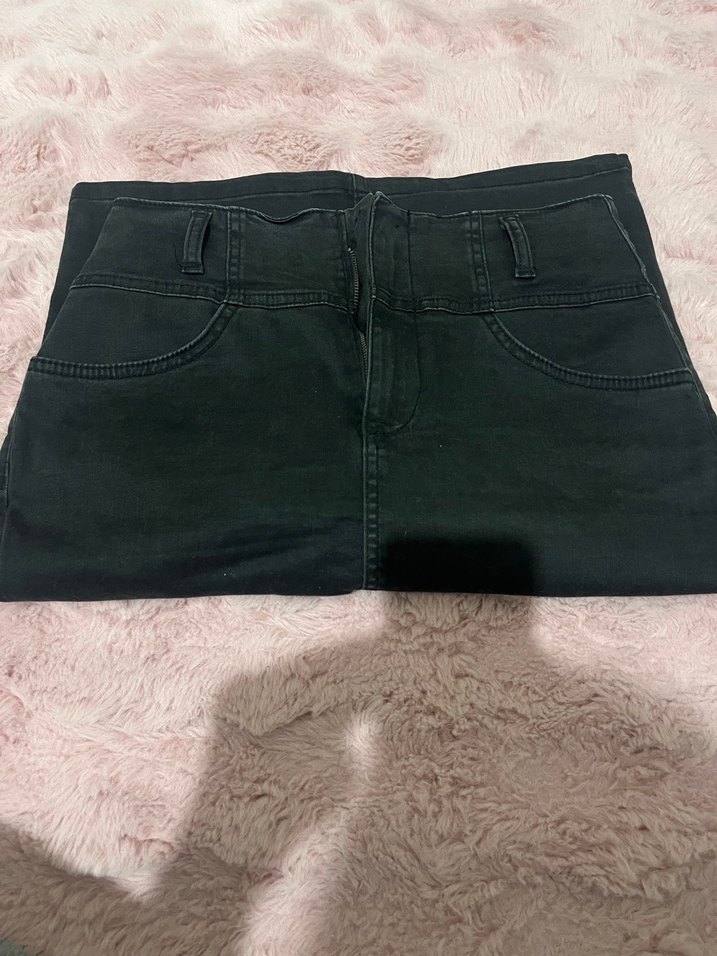 Siyah Kemerli Mini Denim Etek - Görsel 3