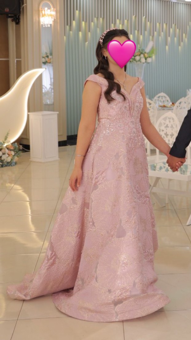 Pembe Dantel İşlemeli Nişan Elbisesi - Görsel 2