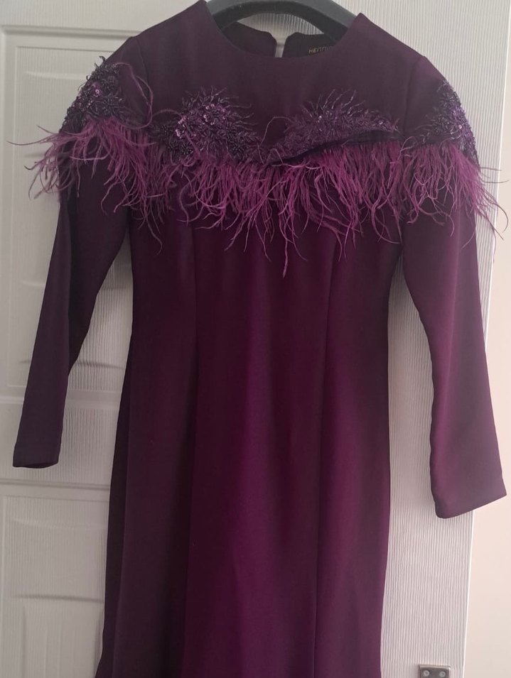 Mor Uzun Kollu Kadın Elbise - Görsel 2