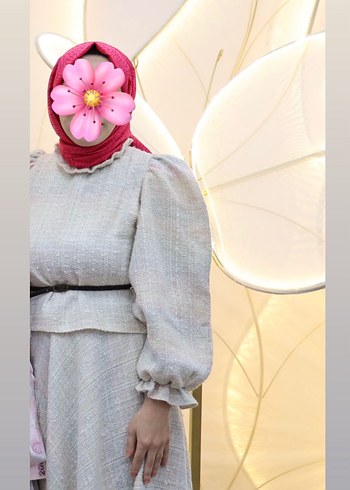 Bej Uzun Kemerli Keten Elbise - Görsel 3