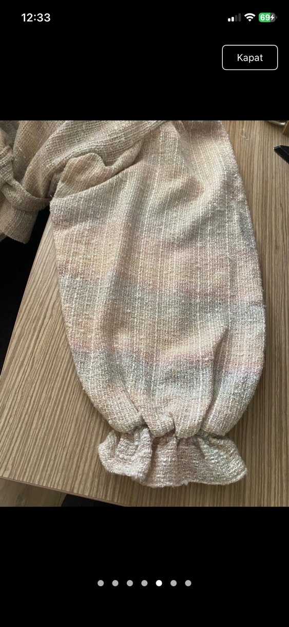 Bej Uzun Kemerli Keten Elbise - Görsel 2