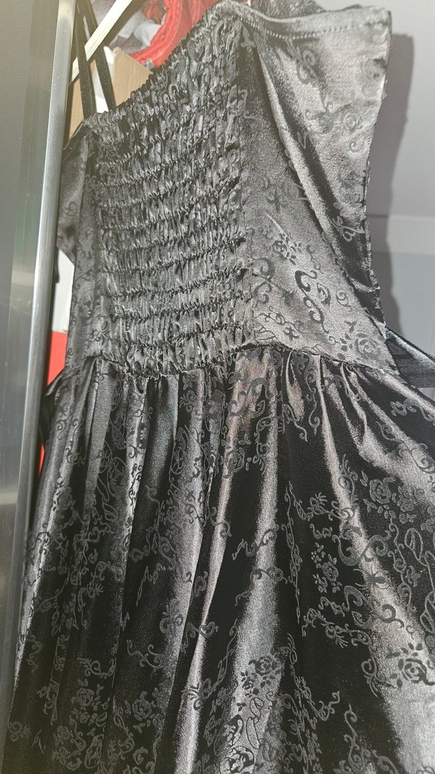 Siyah Straplez Gotik kisa Abiye Elbise - Görsel 2