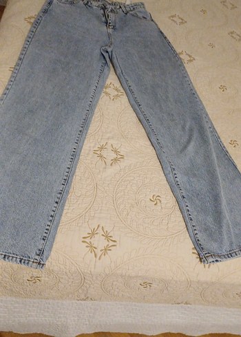 Kadın Gri Mavi Normal Boy Salaş Denim Pantolon