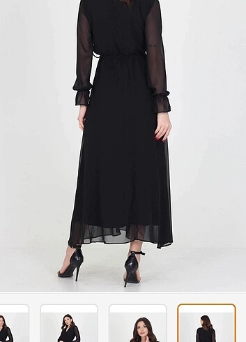 H&M Uzun v yaka siyah elbise 