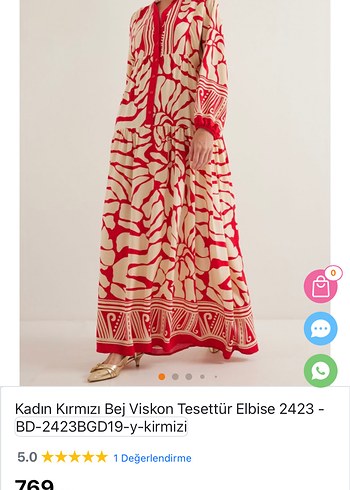 Kadın Kırmızı Bej Viskon Uzun Elbise