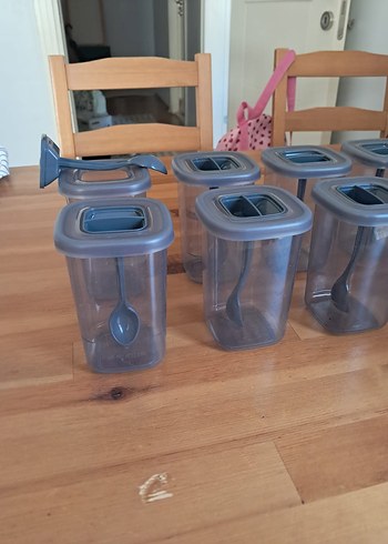 Beden gri Renk Gri Plastik Baharat Saklama Kabı Seti