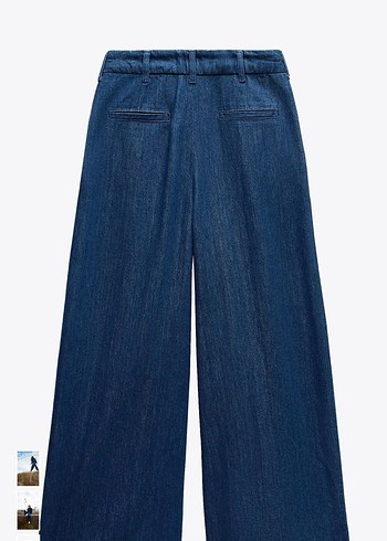 38 Beden lacivert Renk Kadın Lacivert Midi Pilili Denim Pantolon