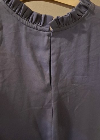 Fırfırlı, Yüksek Yakalı, Uzun Kollu Kadın Bluz - Görsel 3