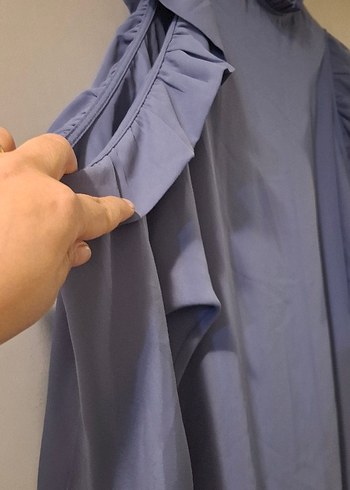 Fırfırlı, Yüksek Yakalı, Uzun Kollu Kadın Bluz - Görsel 2