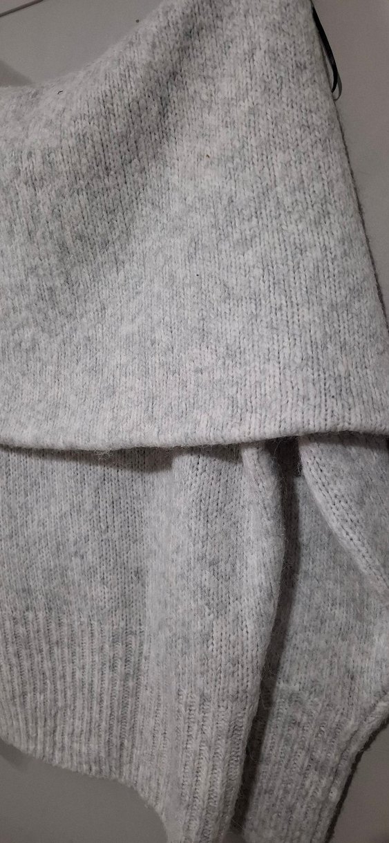 Gri Örgü Mini Yüksek Yaka Kadın Kazak - Görsel 2