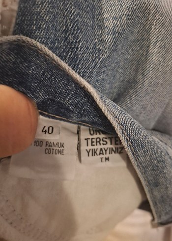 40 Beden mavi Renk Bohem Midi Denim Etek