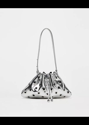 Zara Gri Metal Tokalı Punk Tarzı Kadın Çanta
