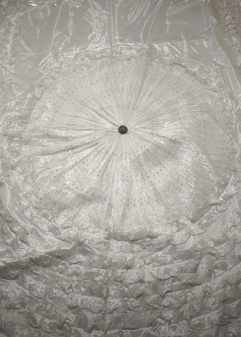 İşlemeli Beyaz saten Yatak Örtüsü - Görsel 6