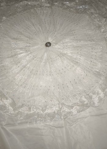 İşlemeli Beyaz saten Yatak Örtüsü - Görsel 8