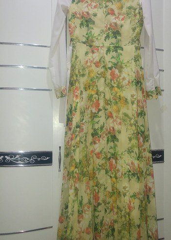 Çiçek Desenli Uzun Vintage Elbise - Görsel 2