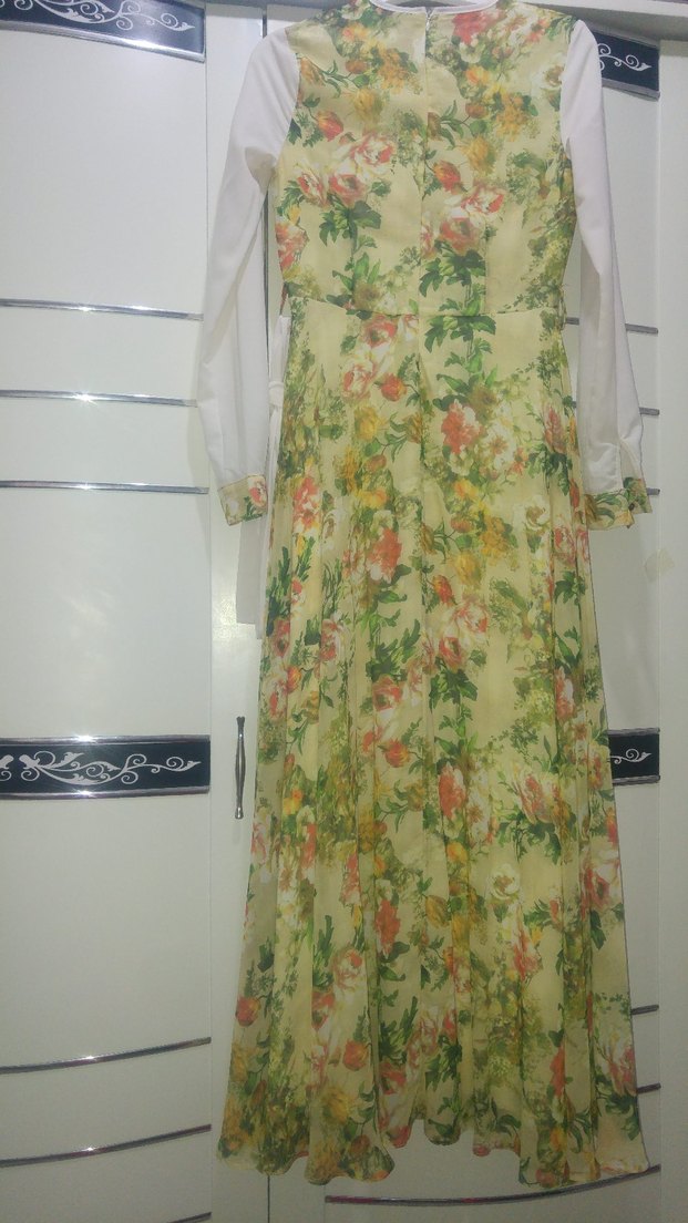 Çiçek Desenli Uzun Vintage Elbise - Görsel 2