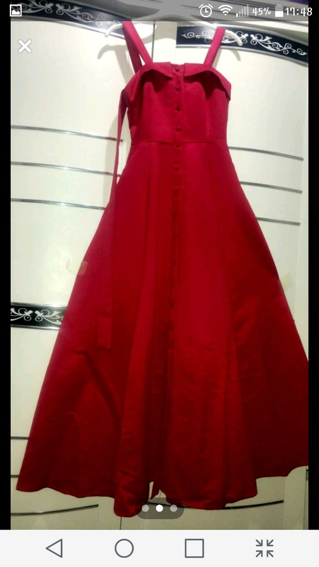 Kırmızı Askısız Uzun Elbise - Görsel 2