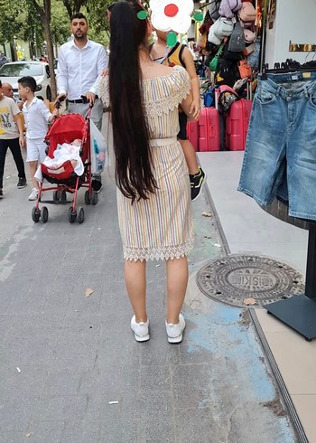 Dantel Detaylı Bohem Çok Renkli Midi Elbise - Görsel 2