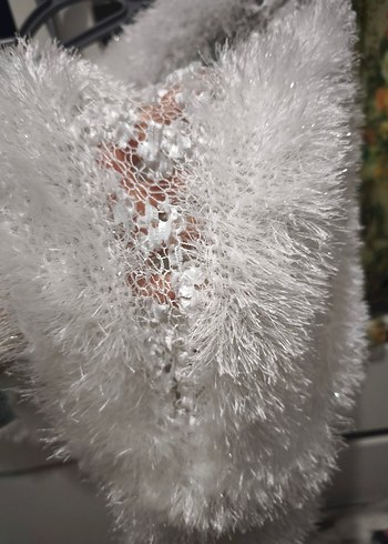 Kadın Beyaz Kürk Detaylı Mini Bohem bolero - Görsel 2