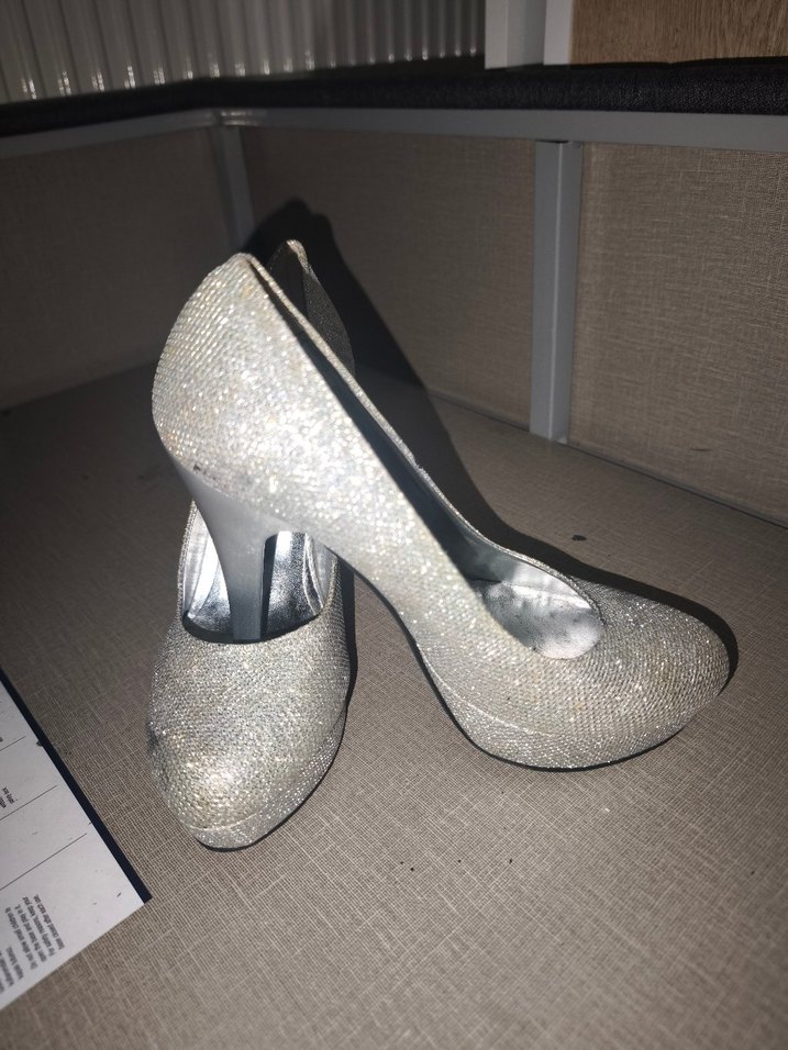 Gri Simli İnce Topuklu Kadın Abiye Ayakkabı - Görsel 2