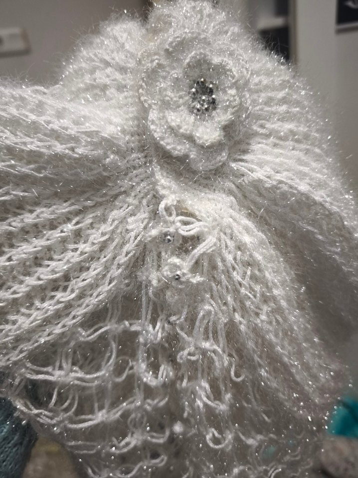 Beyaz Örgü Kadın Şal bolero - Görsel 3