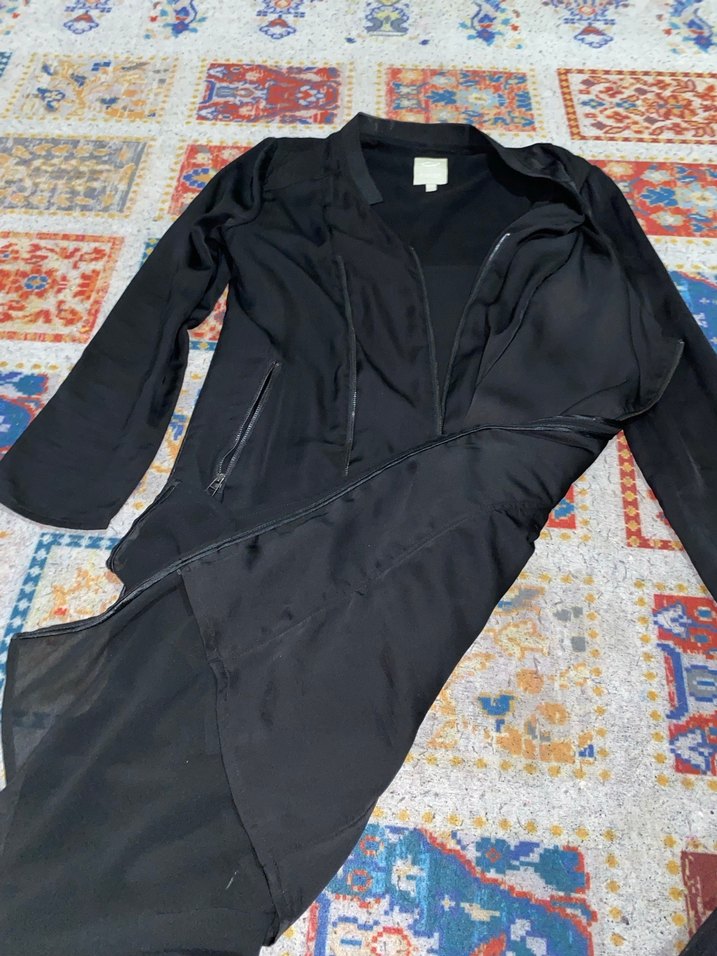 Siyah Uzun Kadın Ceketi - Görsel 3