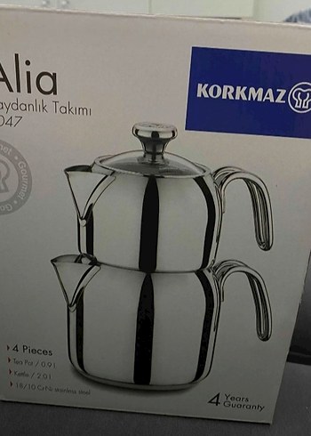 Korkmaz Alia 4 Parça Çaydanlık Takımı Gri