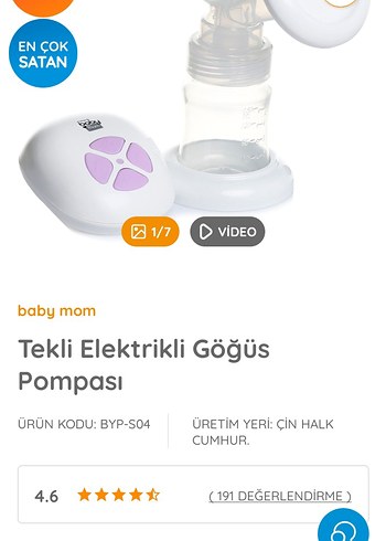 Baby Mom Tekli Elektrikli Göğüs Pompası Beyaz - Görsel 2