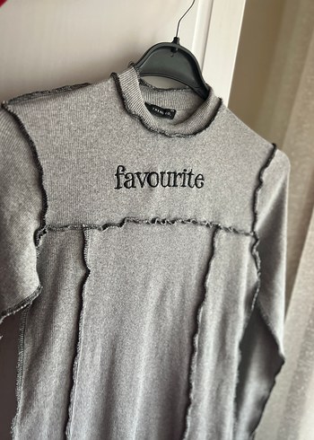 Yüksek Yakalı Gri İnce Triko Elbise - Görsel 3