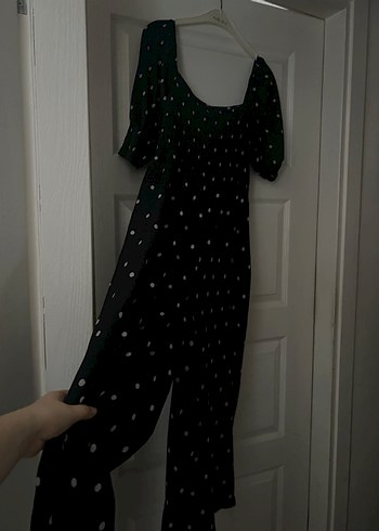 Kadın Siyah Puantiyeli Midi Tulum - Görsel 2