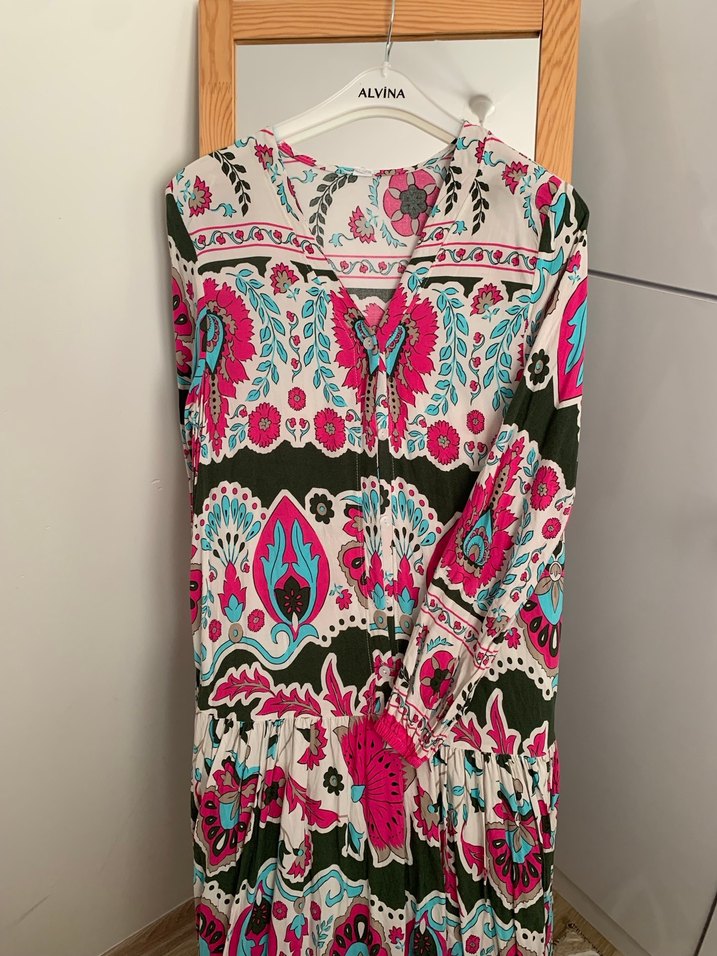 Bohem Çok Renkli Uzun Püsküllü Elbise - Görsel 2