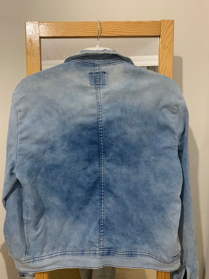 Düğmeli Gri Mavi Kadın Denim Ceket - Görsel 3