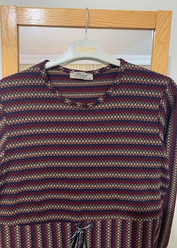 Bordo Bohem Örgü Kadın Uzun Elbise - Görsel 2