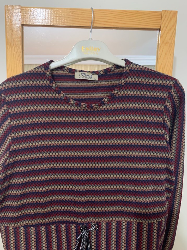 Bordo Bohem Örgü Kadın Uzun Elbise - Görsel 2