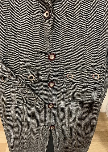 Düğmeli Kemerli Uzun Kaban - Görsel 2