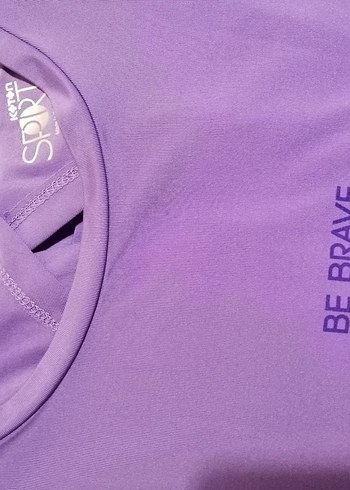 Mor Kadın Spor Tişörtü, Kısa Kollu, Fermuarlı - Görsel 2