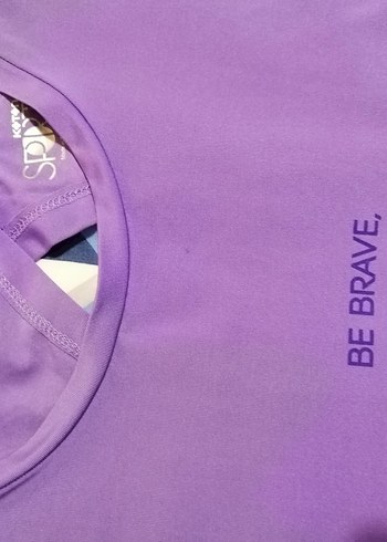 Mor Kadın Spor Tişörtü, Kısa Kollu, Fermuarlı - Görsel 4