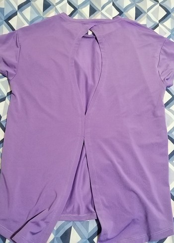 Mor Kadın Spor Tişörtü, Kısa Kollu, Fermuarlı - Görsel 6