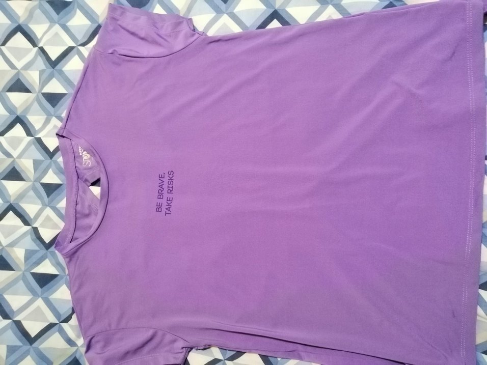 Mor Kadın Spor Tişörtü, Kısa Kollu, Fermuarlı - Görsel 5