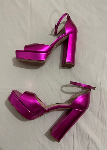 Fuşya platform kalın topuklu ayakkabı - Görsel 2