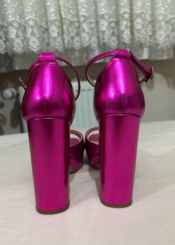 Fuşya platform kalın topuklu ayakkabı - Görsel 6
