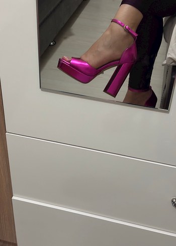 Fuşya platform kalın topuklu ayakkabı - Görsel 5