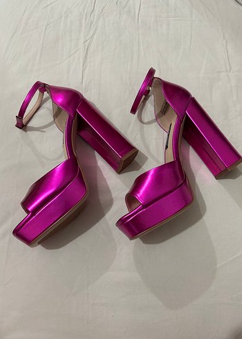 Fuşya platform kalın topuklu ayakkabı - Görsel 4