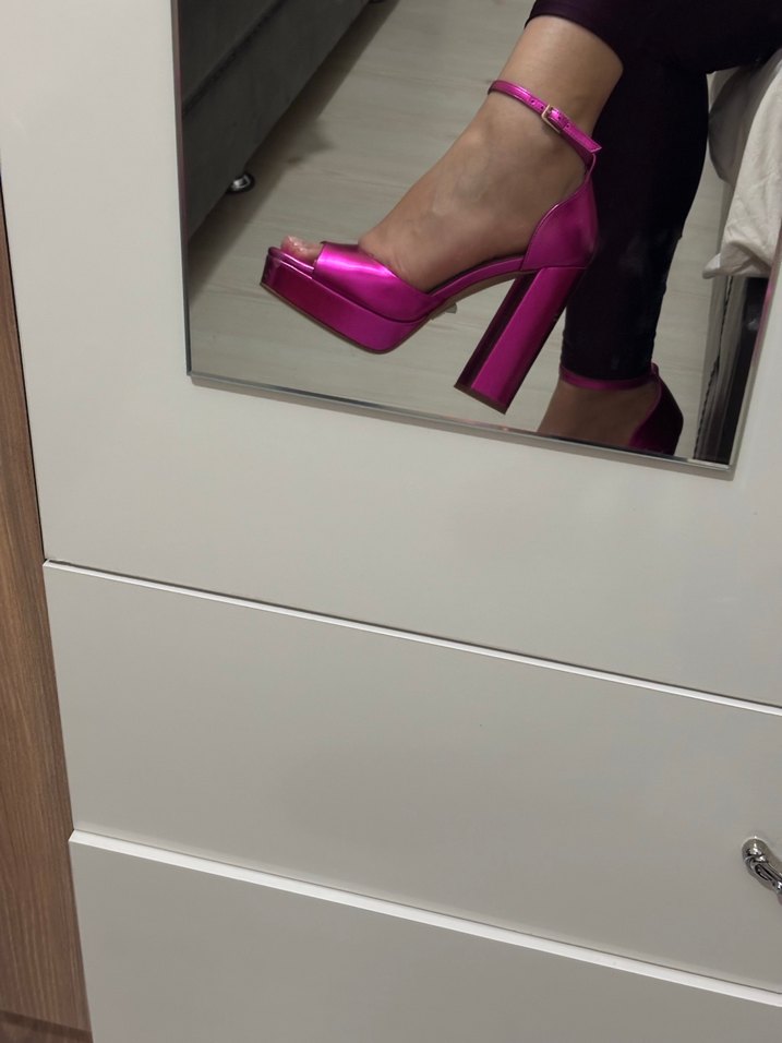 Fuşya platform kalın topuklu ayakkabı - Görsel 5